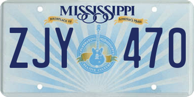 MS license plate ZJY470