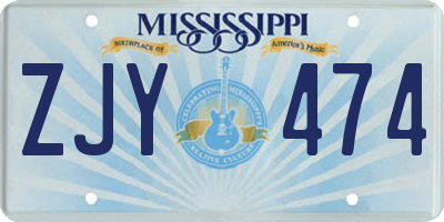 MS license plate ZJY474
