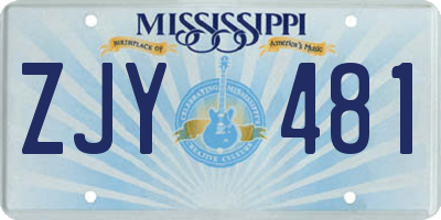 MS license plate ZJY481