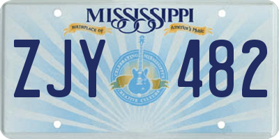 MS license plate ZJY482