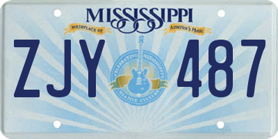 MS license plate ZJY487