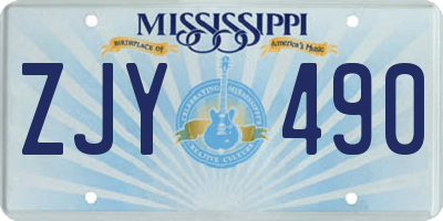 MS license plate ZJY490