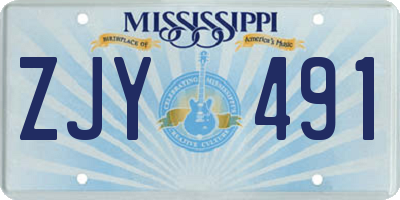 MS license plate ZJY491