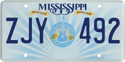 MS license plate ZJY492