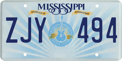 MS license plate ZJY494