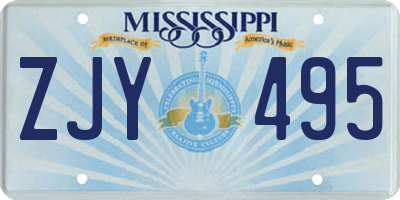 MS license plate ZJY495