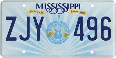MS license plate ZJY496