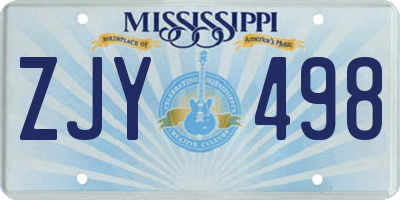 MS license plate ZJY498