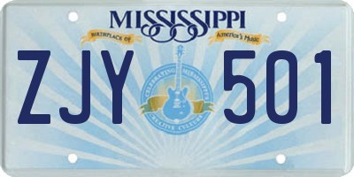 MS license plate ZJY501