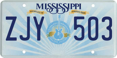 MS license plate ZJY503