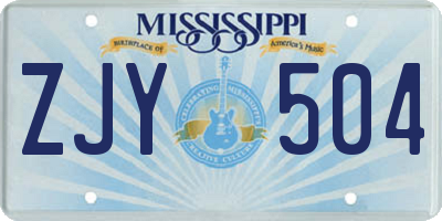MS license plate ZJY504