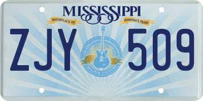 MS license plate ZJY509