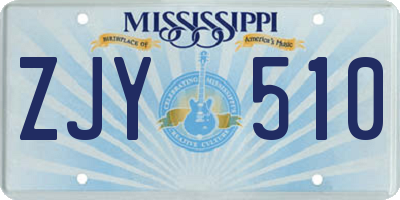 MS license plate ZJY510