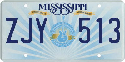 MS license plate ZJY513
