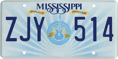 MS license plate ZJY514