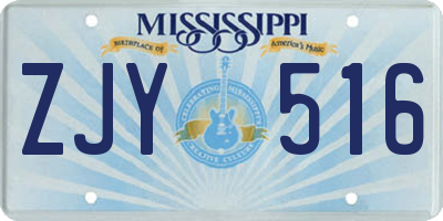 MS license plate ZJY516