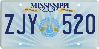 MS license plate ZJY520
