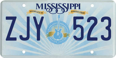 MS license plate ZJY523