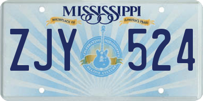 MS license plate ZJY524