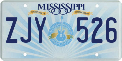 MS license plate ZJY526