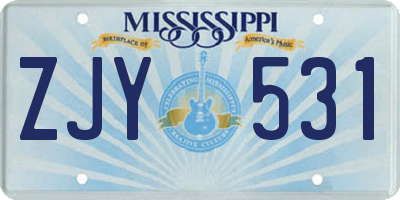 MS license plate ZJY531