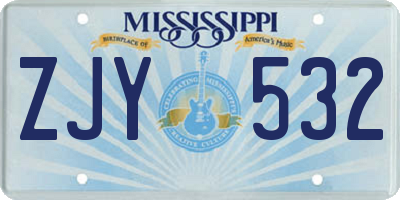 MS license plate ZJY532