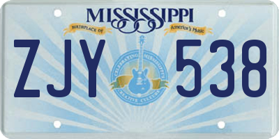 MS license plate ZJY538