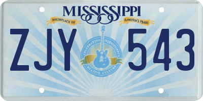 MS license plate ZJY543