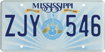 MS license plate ZJY546