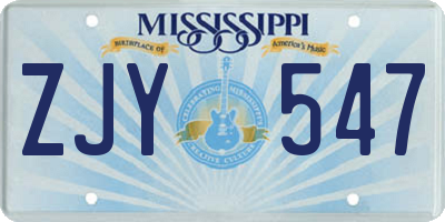 MS license plate ZJY547