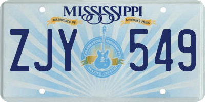 MS license plate ZJY549