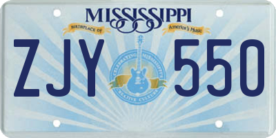 MS license plate ZJY550