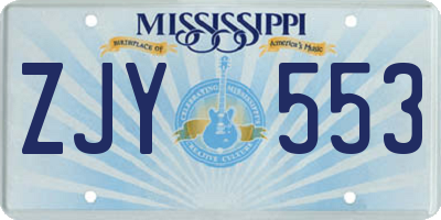 MS license plate ZJY553