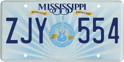 MS license plate ZJY554