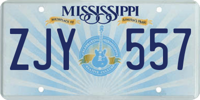 MS license plate ZJY557