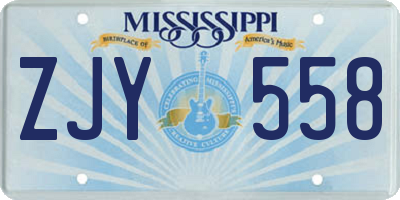 MS license plate ZJY558