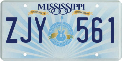 MS license plate ZJY561