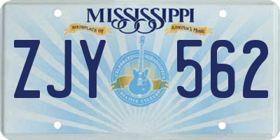 MS license plate ZJY562