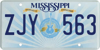 MS license plate ZJY563