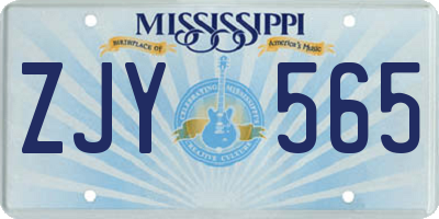 MS license plate ZJY565