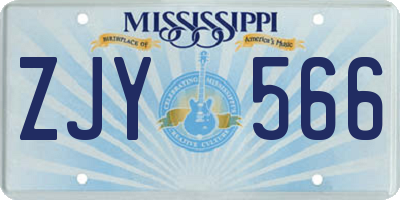 MS license plate ZJY566