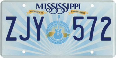 MS license plate ZJY572