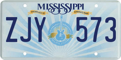 MS license plate ZJY573