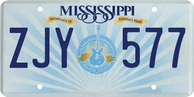 MS license plate ZJY577