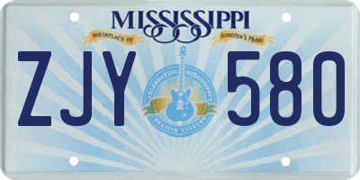 MS license plate ZJY580