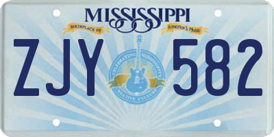MS license plate ZJY582