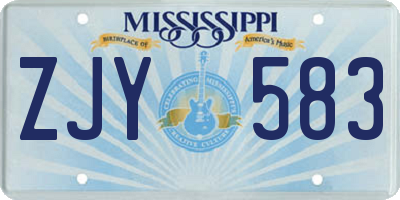 MS license plate ZJY583