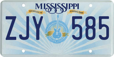 MS license plate ZJY585