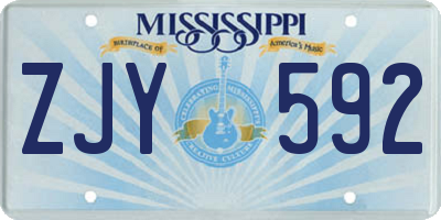 MS license plate ZJY592