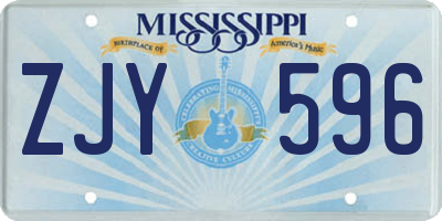 MS license plate ZJY596
